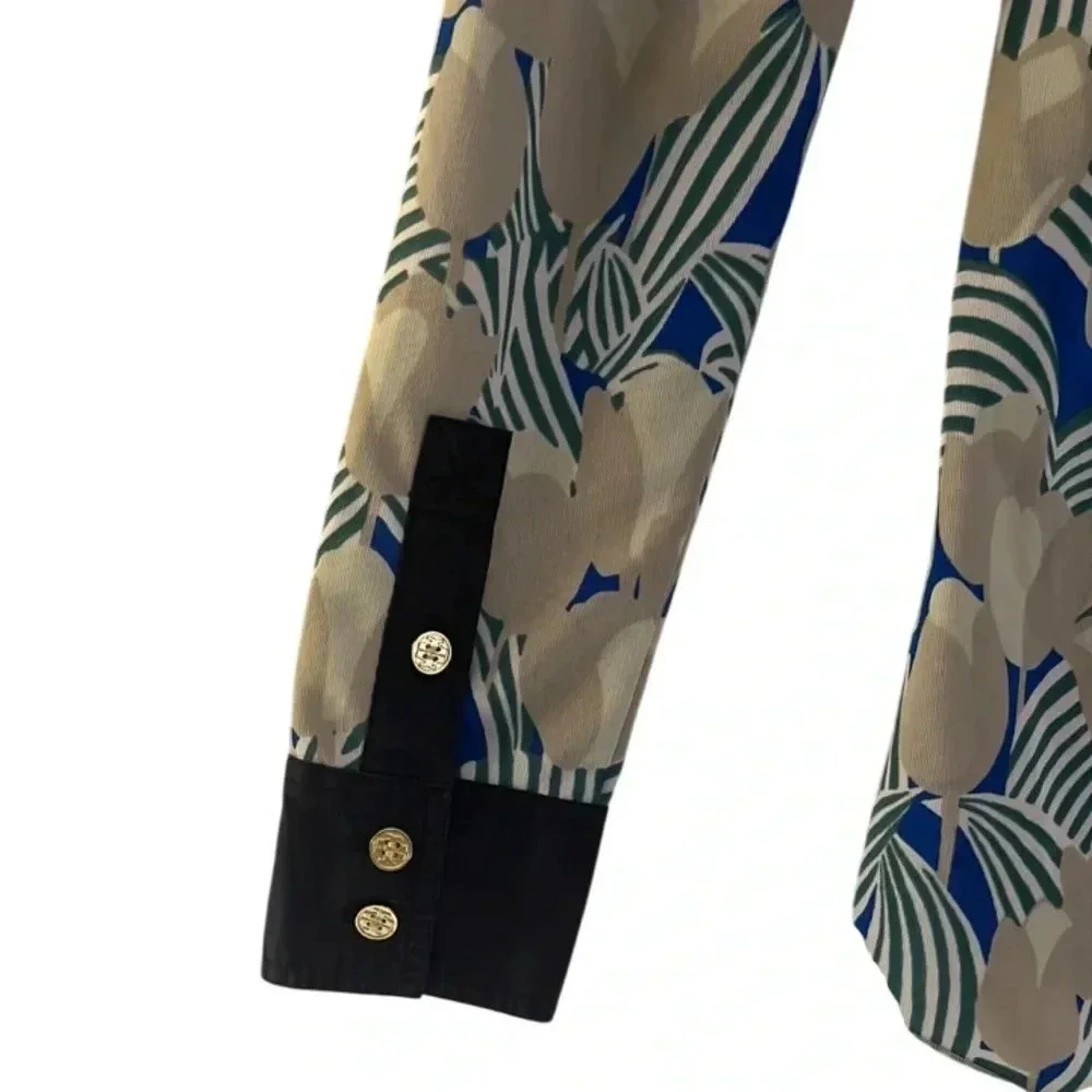 Tory Burch Mandarin Collar XS Blouse Tulip Print